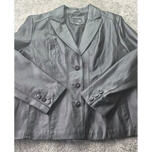 Geunine LEATHER JACKET‎ by EAST 5th, Womens XL Black Side Pockets Y2K